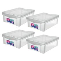 Kit 4 Organizadores Plastico Cristal 13,5L Com Trava Ordene Kit 4 Organizadores Plastico Cristal 13,5L Com Trava Ordene