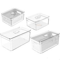 Kit 4 Organizadores Porta Mantimento Fruta Verdura Geladeira Clear Fresh - Ou Kit 4 Organizadores Porta Mantimento Fruta Verdura Geladeira Clear Fresh - Ou