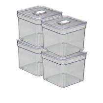 Kit 4 Organizadores Quadrado Com Cesta e Tampa Modular Acrilico Kit 4 Organizadores Quadrado Com Cesta e Tampa Modular Acrilico