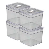 Kit 4 Organizadores Quadrado Com Tampa e Cesta Porta Alimentos Kit 4 Organizadores Quadrado Com Tampa e Cesta Porta Alimentos