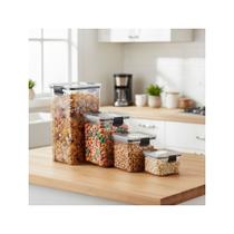 Kit 4 Organizadores Slim Herméticos com Trava 450ml 710ml 950ml 1,45L