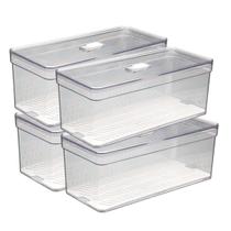 Kit 4 Organizadores Transparente Com 4 Telas Retangular Grande Kit 4 Organizadores Transparente Com 4 Telas Retangular Grande