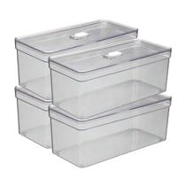 Kit 4 Organizadores Transparente Com Tela Retangular Grande