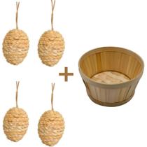 Kit 4 Ovo Rústico Sisal + Cesto de Palha Kit 4 Ovo Rústico Sisal + Cesto de Palha