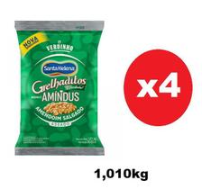 kit 4 Pacotes Amendoim Salgado Grelhaditos S/Pele 1,01kg