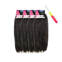 Kit 4 Pacotes Cabelo Afro Twist Marley Braid e Agulha Crochet Braids