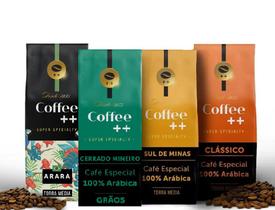 Kit 4 Pacotes Café Especial Em Grãos Coffee Mais Classico, Arara, Sul de Minas e Cerrado Kit 4 Pacotes Café Especial Em Grãos Coffee Mais Classico, Arara, Sul de Minas e Cerrado