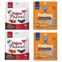 Kit 4 Pacotes De Biscoitos Crock e Natural Petdog para Cães Kit 4 Pacotes De Biscoitos Crock e Natural Petdog para Cães