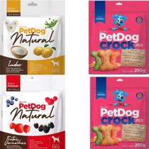 Kit 4 Pacotes De Biscoitos Crock e Natural Petdog para Cães Kit 4 Pacotes De Biscoitos Crock e Natural Petdog para Cães