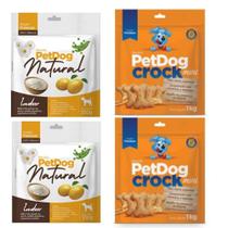 Kit 4 Pacotes De Biscoitos Crock e Natural Petdog para Cães Kit 4 Pacotes De Biscoitos Crock e Natural Petdog para Cães