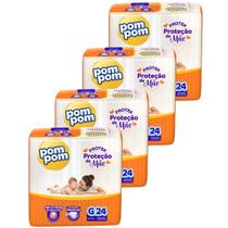 Kit 4 Pacotes de Fraldas Descartável Infantil Pom Pom Protek