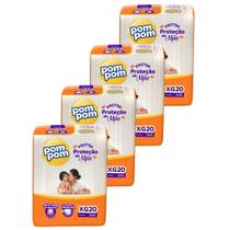 Kit 4 Pacotes de Fraldas Descartável Infantil Pom Pom Protek Kit 4 Pacotes de Fraldas Descartável Infantil Pom Pom Protek
