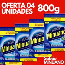 Kit 4 Pacotes De Sabão Em Pó Minuano 800 Gramas Lava Roupas