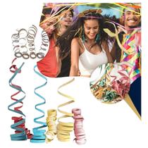 Kit 4 Pacotes De Serpentina Carnaval Colorida Folia 40 Rolos