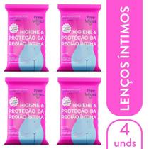 Kit 4 Pacotes Lenço Umedecido Higiene Íntima Feminina Free