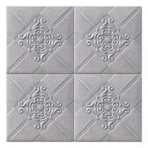 Kit 4 Painel Auto Adesivo Placa 3D Ladrilhos Prateados 70x70cm Kit 4 Painel Auto Adesivo Placa 3D Ladrilhos Prateados 70x70cm