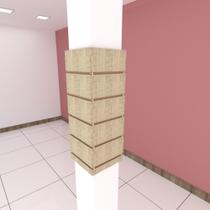 Kit 4 Painel canaletado amadeirado 2 un 24x60 2 un 20x60 painel mdf loja painel expositor painel canaleta painel canelado Marrom