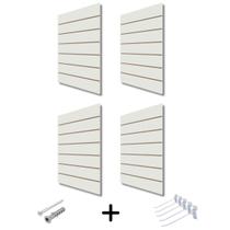 Kit 4 Painel Canaletado Branco Mdf Para Loja 0,90x0,60m + 10 Ganchos Branco de 15cm