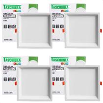 Kit 4 Painel De Led Quadrado Embutir Recuado 6w Bivolt Taschibra 6500k Frio