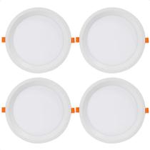 Kit 4 Painel De Led Redondo Embutir Recuado 24w Bivolt Taschibra 6500k Frio