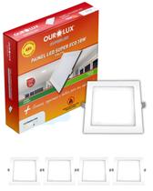Kit 4 Painel Led Embutir 18w Bivolt 6500k Quadrado Ourolux Kit 4 Painel Led Embutir 18w Bivolt 6500k Quadrado Ourolux