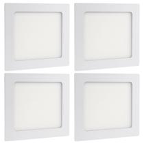 Kit 4 Painel Luminária Led 12W Embutir Quadrado Luz Amarela Bivolt - Luz Aconchegante e Entrega Imediata Kit 4 Painel Luminária Led 12W Embutir Quadrado Luz Amarela Bivolt - Luz Aconchegante e Entrega Imediata