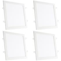Kit 4 Painel Plafon LED Quadrado 30W 4000K Embutir 40cm Luz Neutra, Design Moderno e Econômico