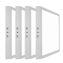 Kit 4 Painel Plafon Sobrepor Led 24w Quadrado Branco Frio 6500k Bivolt
