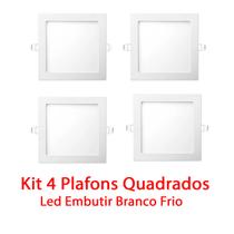 Kit 4 Painel Plafons Embutir Led Quadrado 18w Branco Frio - Elgin