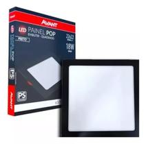 Kit 4 Painel Quadrado Embutir 18w Preto Avant Branco Frio 6500k