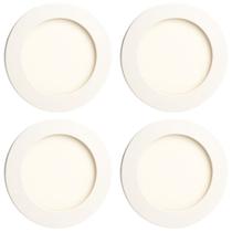 Kit 4 Painel Redondo Embutir LED Luz Amarela Branco Quente 3000k 6W Bivolt Iluminação