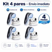 Kit 4 Palmilhas Nuvem 4D Anatômicas para Uso Diário Esporão Cor:BrancoTamanho:35/36