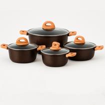 kit 4 Panelas Antiaderentes Alumínio Fundido Granito Revestido Indução