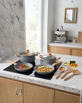 Kit 4 Panelas e 3 Utensílios Cozinha Antiaderente Cerâmico Cores Sortidas