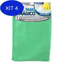 Kit 4 Pano De Microfibra 40X60Cm Verde 2 Unidades Nobre