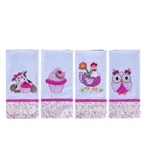 Kit 4 Panos Copa Bordado Pé De Galinha 100% Algodão - Pink Kit 4 Panos Copa Bordado Pé De Galinha 100% Algodão - Pink