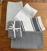 Kit 4 Panos De Copa Atoalhado 60X40Cm - Pano De P Cinza