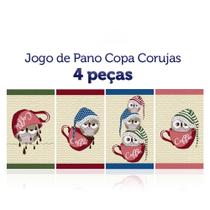 Kit 4 Panos de Copa Felpudo Teka Primore - Corujas