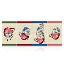 Kit 4 Panos de Copa Felpudo Teka Primore - Corujas Kit 4 Panos de Copa Felpudo Teka Primore - Corujas