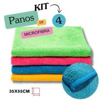 Kit 4 Panos de Pia Microfibra Colorido 35x55cm Cozinha Super Absorvente Multiuso Kit 4 Panos de Pia Microfibra Colorido 35x55cm Cozinha Super Absorvente Multiuso