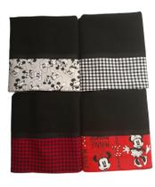 kit 4 panos de prato sacaria preta personagens. kit 4 panos de prato sacaria preta personagens.