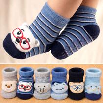 Kit 4 Pantufas Antiderrapante com Bordado Lúdico 3D para Bebês até 24 meses Cor:menino4Tamanho:0-12