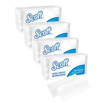 Kit 4 Papeis Toalha Interfolhado Scott Folha Simples com 250 Folhas