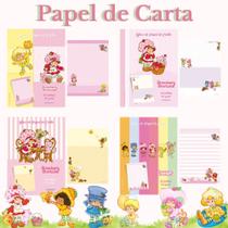 Kit 4 Papel de Carta Caderno Colado Moranguinho 48 Folhas Decoradas c/ Cheirinho - Animativa