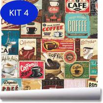 Kit 4 Papel De Parede Breakfast Café Gourmet Retrô Vintage