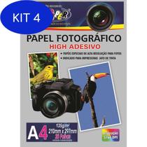 Kit 4 Papel Fotográfico Adesivo Off Paper A4 - 20 folhas
