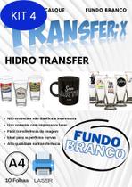 Kit 4 Papel Hidro Transfer Fundo Branco 10 Folhas A4