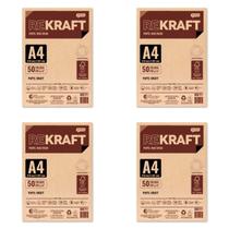 Kit 4 Papel Kraft A4 200g reciclado multiuso Jandaia 50 folhas