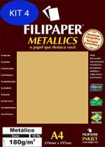 Kit 4 Papel Ouro Metálico A4 210X297Mm 180G/M² Filipaper 15
