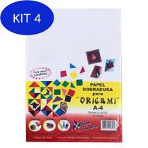 Kit 4 Papel Para Dobradura Origami Leoni A4 60 Folhas
